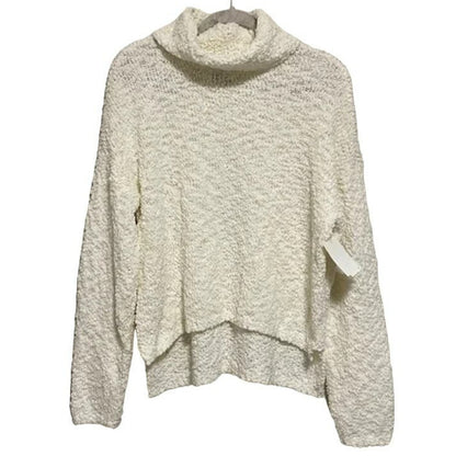 Bobeau Pullover Boucle Popcorn Cowl Neck Sweater Sz LARGE in Winter White NWT
