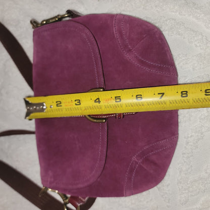 Coach Soho Magenta Suede Flap Shoulder Bag Vintage Y2K Boho Buckle Purse 10389