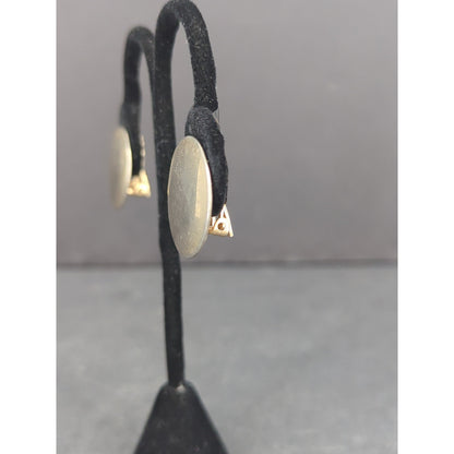 Vintage Gold Tone Minimalist Smooth Curved Half Hoop Clip On Earrings Retro