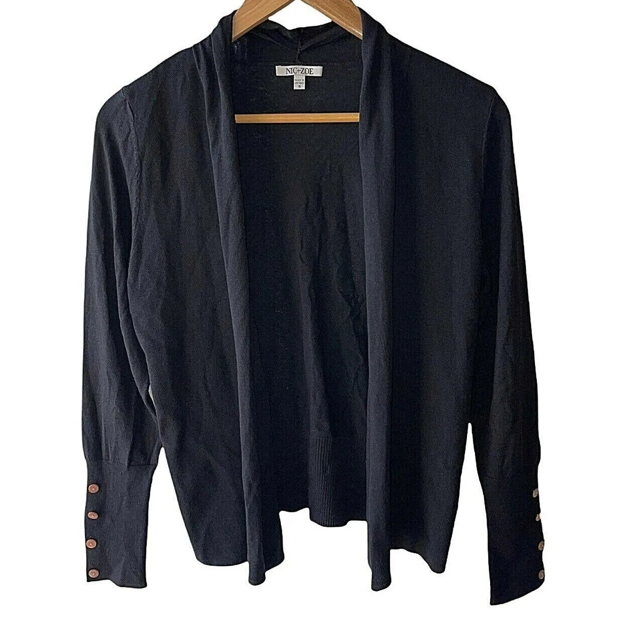 Nic + Zoe Book Club Button Cuff Open Cardigan XL/Extra Large in Black Onyx NWT