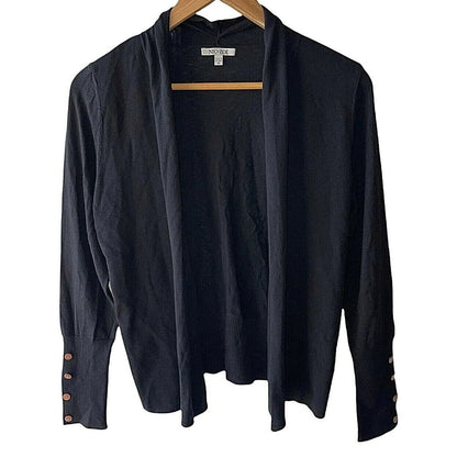 Nic + Zoe Book Club Button Cuff Open Cardigan XL/Extra Large in Black Onyx NWT