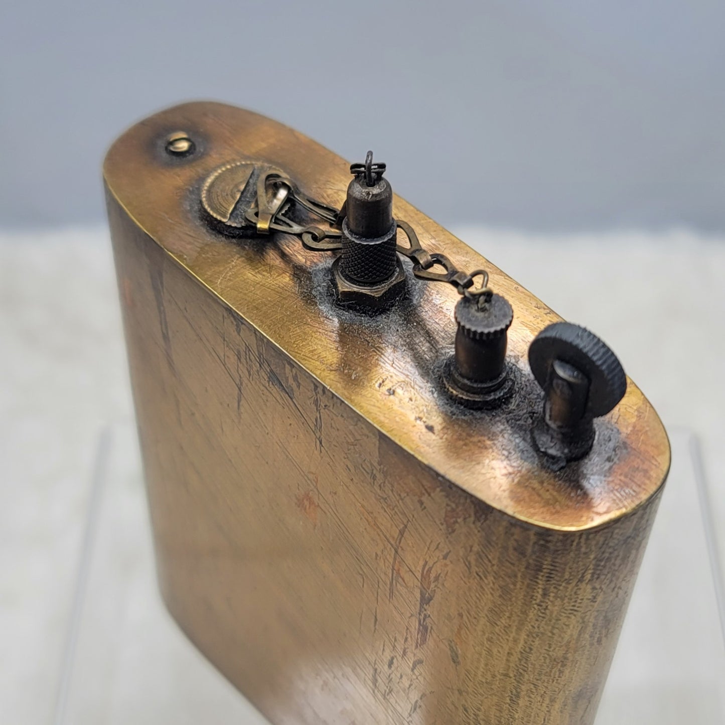 Vintage Antique Brass Oversize Flask Table Lighter Trench Art Military Steampunk