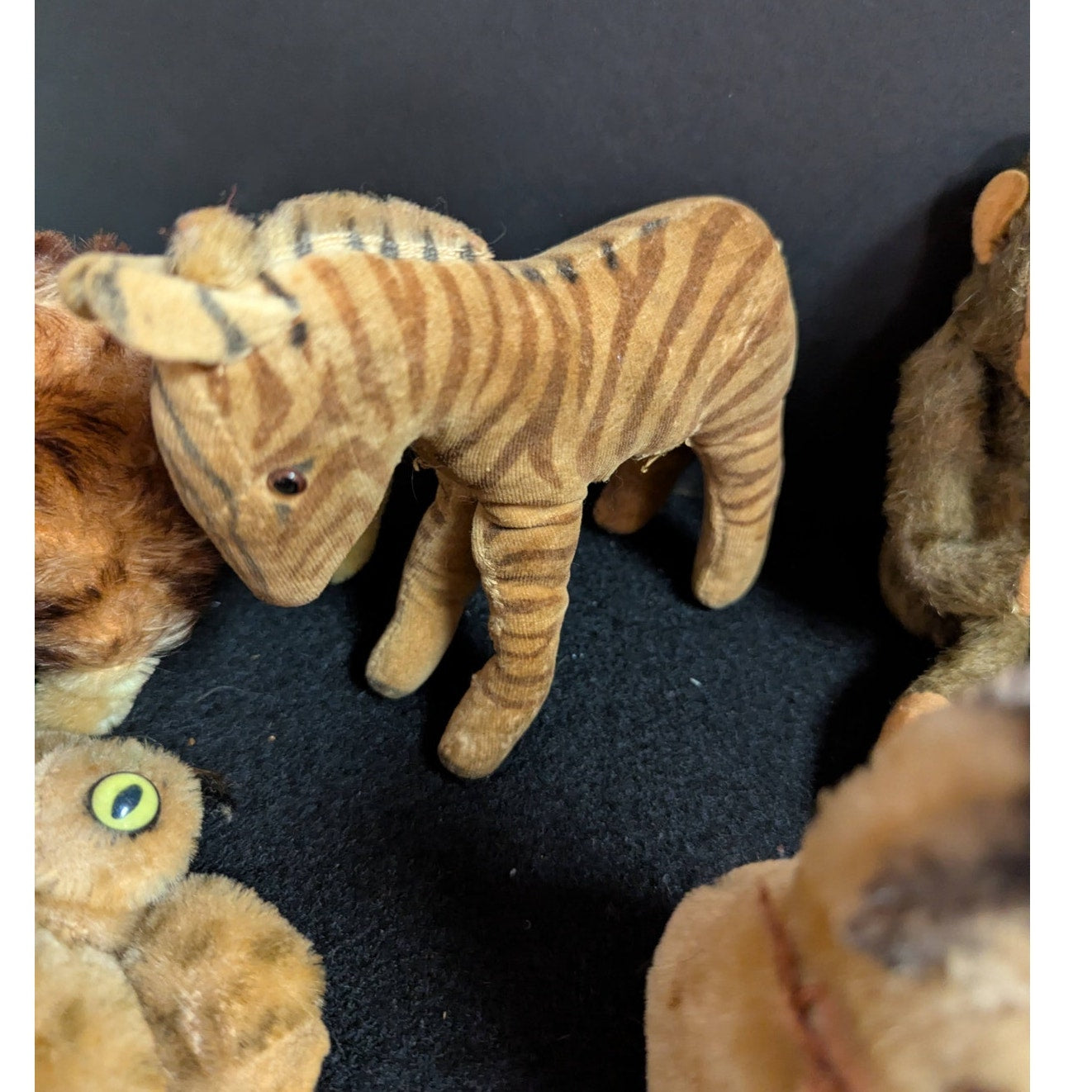 Steiff Vintage Plush Animal Collection Lot 6 Lion mouse zebra monkey owl bunny