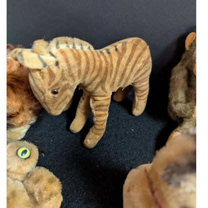 Steiff Vintage Plush Animal Collection Lot 6 Lion mouse zebra monkey owl bunny