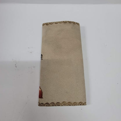 Hand tooled Suede leather wallet trifold Brown BOHO Chic Mexican Artisan warrior