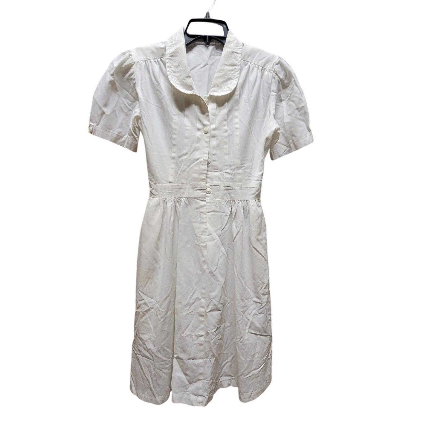 Crest Vintage White Cotton Blend Short Sleeve Nurse Uniform Dress 4 XS