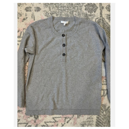 Wayf Kerry Henley Sweater In Heather Grey Size Medium NEW 3 button crew neck $78
