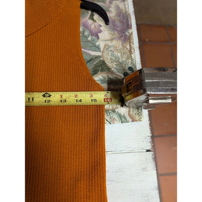Eileen Fisher Sleeveless Cowl Neck Sweater Womens Small Marigold Wool Knit Vest