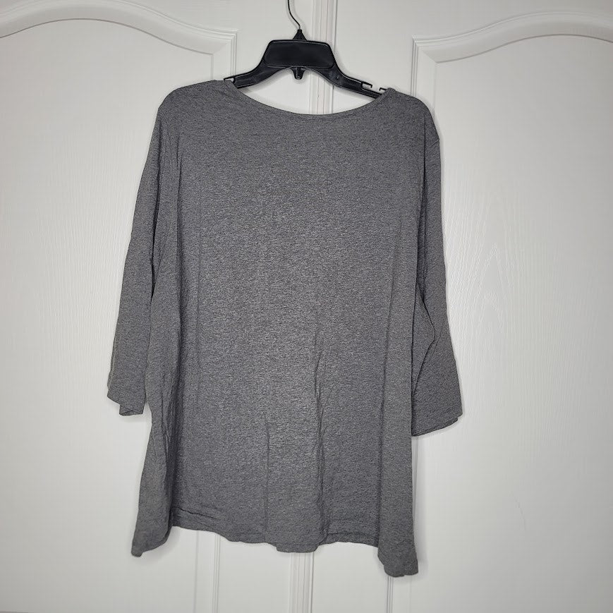 Catherines Collection Size 2X 22/24 W Long Sleeve Gray tunic blouse Cotton Blend