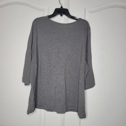 Catherines Collection Size 2X 22/24 W Long Sleeve Gray tunic blouse Cotton Blend