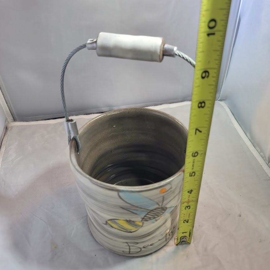 Z Pots New England Handmade Bee the Change Hand Painted Ceramic Small Bucket