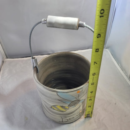 Z Pots New England Handmade Bee the Change Hand Painted Ceramic Small Bucket