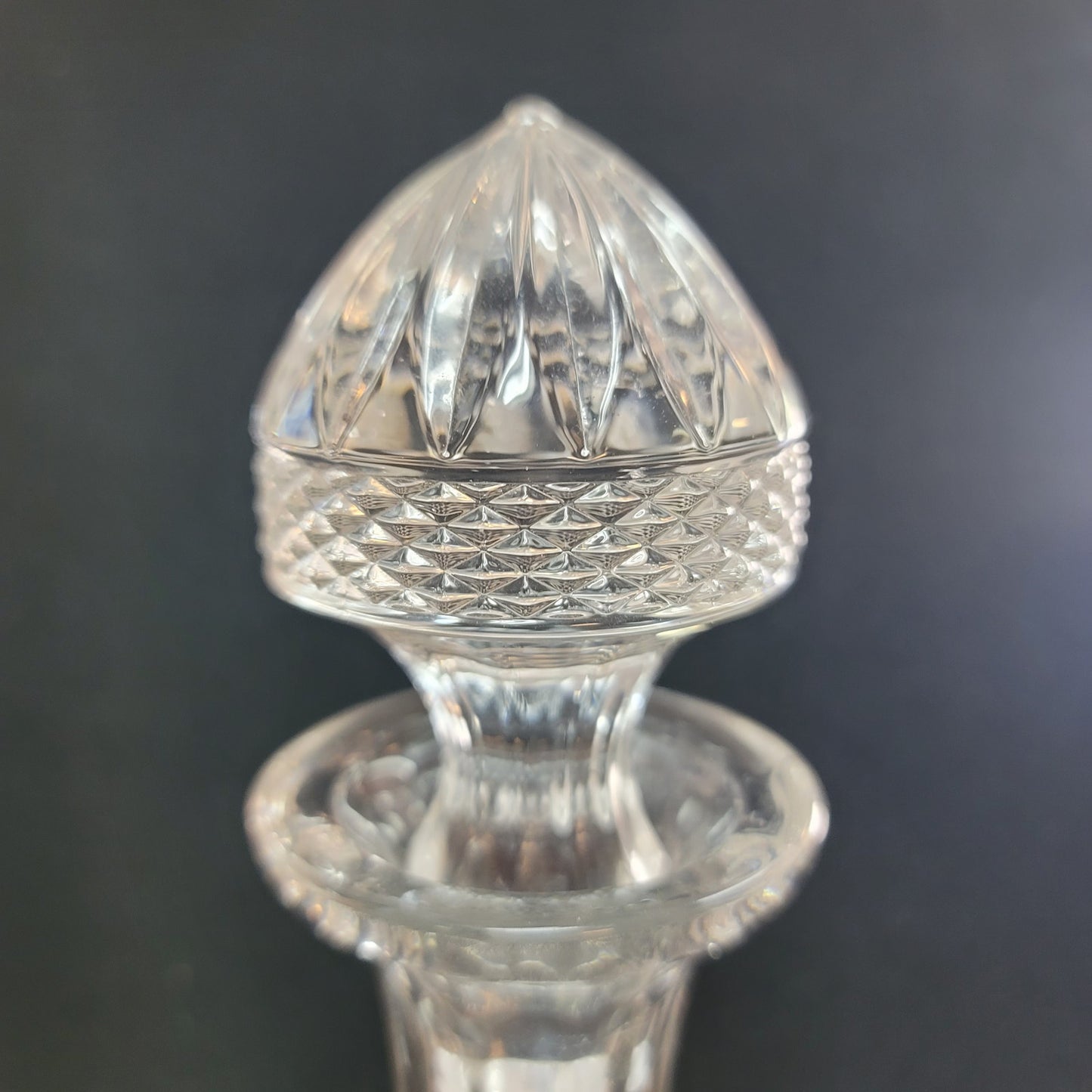 Decanter with domed Stopper EAPG FOOTED brandy Vintage 13” diamond pattern