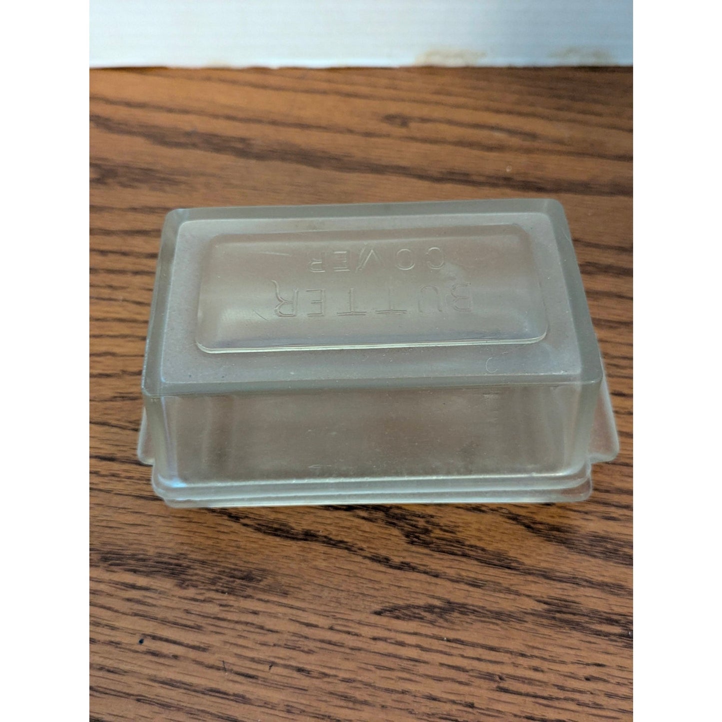 Vintage Clear Heavy Glass Embossed BUTTER SAVER Covered Dish Farmhouse Kitchen