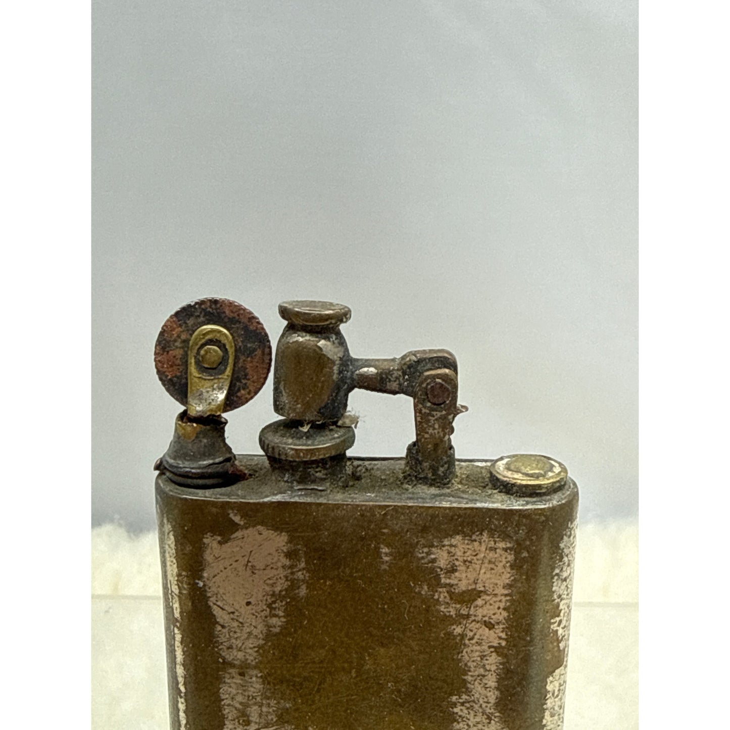 3" 1940's Spanish Lift-Arm Pocket Lighter Block Style Heavy Patina Industrial