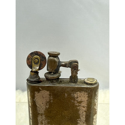 3" 1940's Spanish Lift-Arm Pocket Lighter Block Style Heavy Patina Industrial
