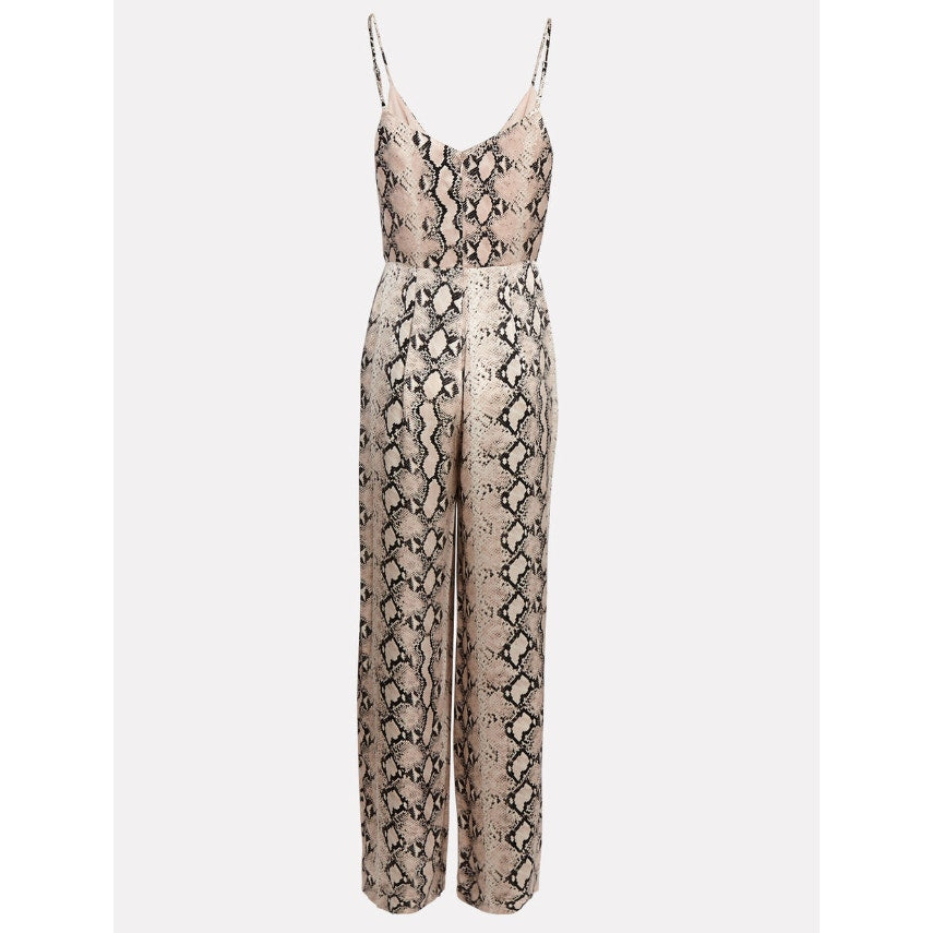 L'Agence Maeve Snake Print Wide-Leg Jumpsuit Spaghetti Straps pockets size 4 NEW