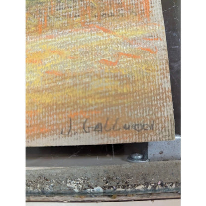 Original MCM Expressionist Pastel Painting Interior Still Life Signed J Gallwood