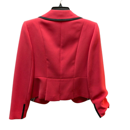 Tahari ASL Vintage Career Pink Contrast Trim Peplum Blazer Polka Dot Lining 6P