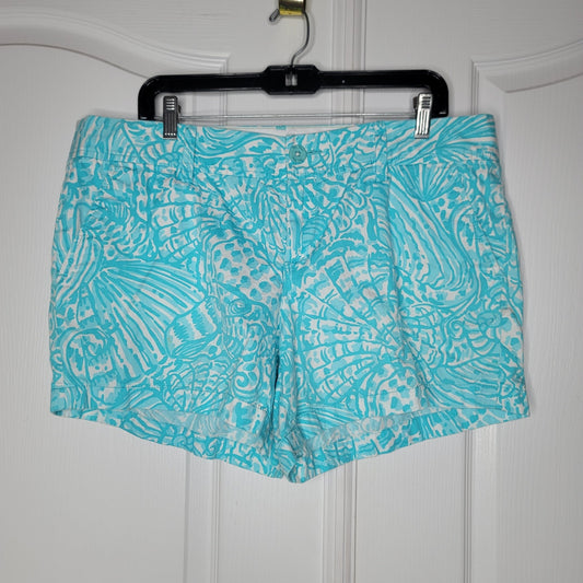 Lilly Pulitzer Short Callahan womens Size 16 Shorely Sea Cups teal blue