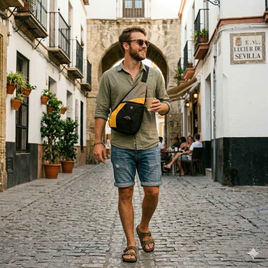 Leed's Sling Bag Crossbody backpack River Top logo Yellow Black Sail TRAVEL