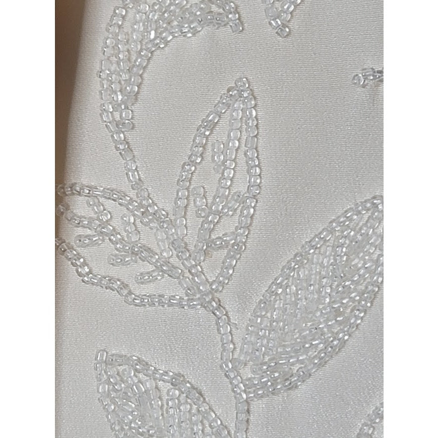 Vintage 90's Carmen Marc Valvo Size 8 SILK blazer clear glass beads leaf Cream