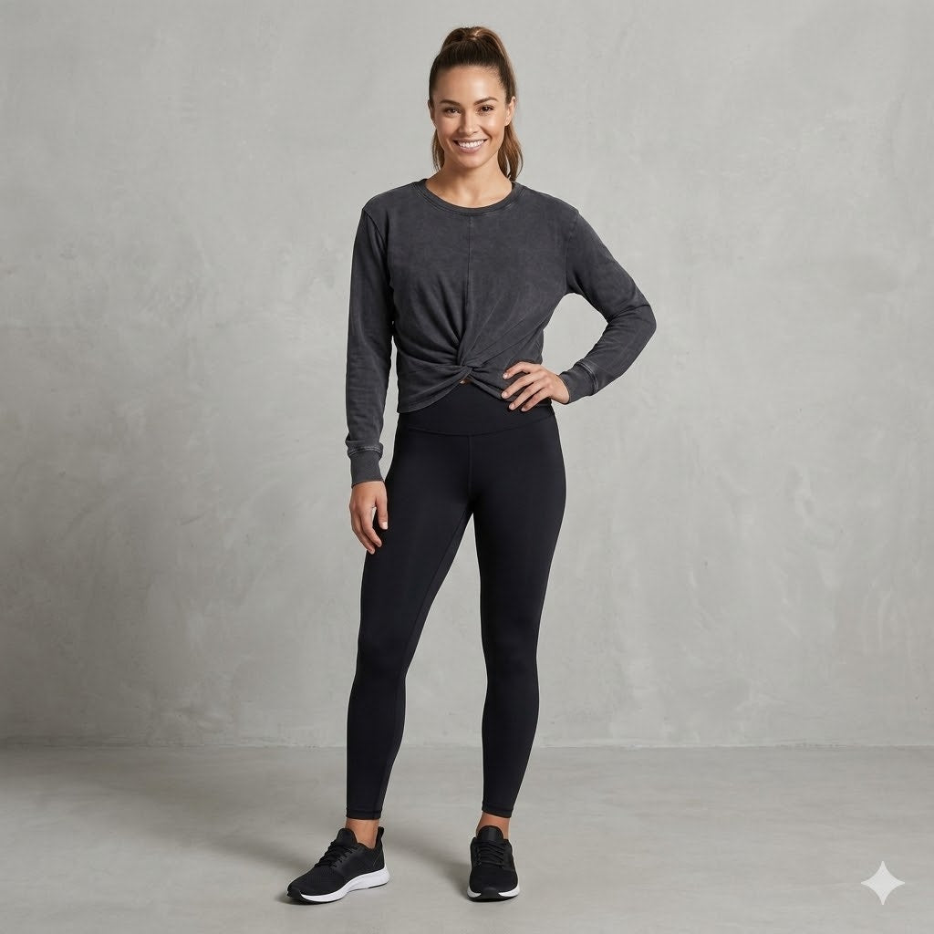 Z by Zella Twist-Front Long Sleeve Top Size Large NEW Activewear