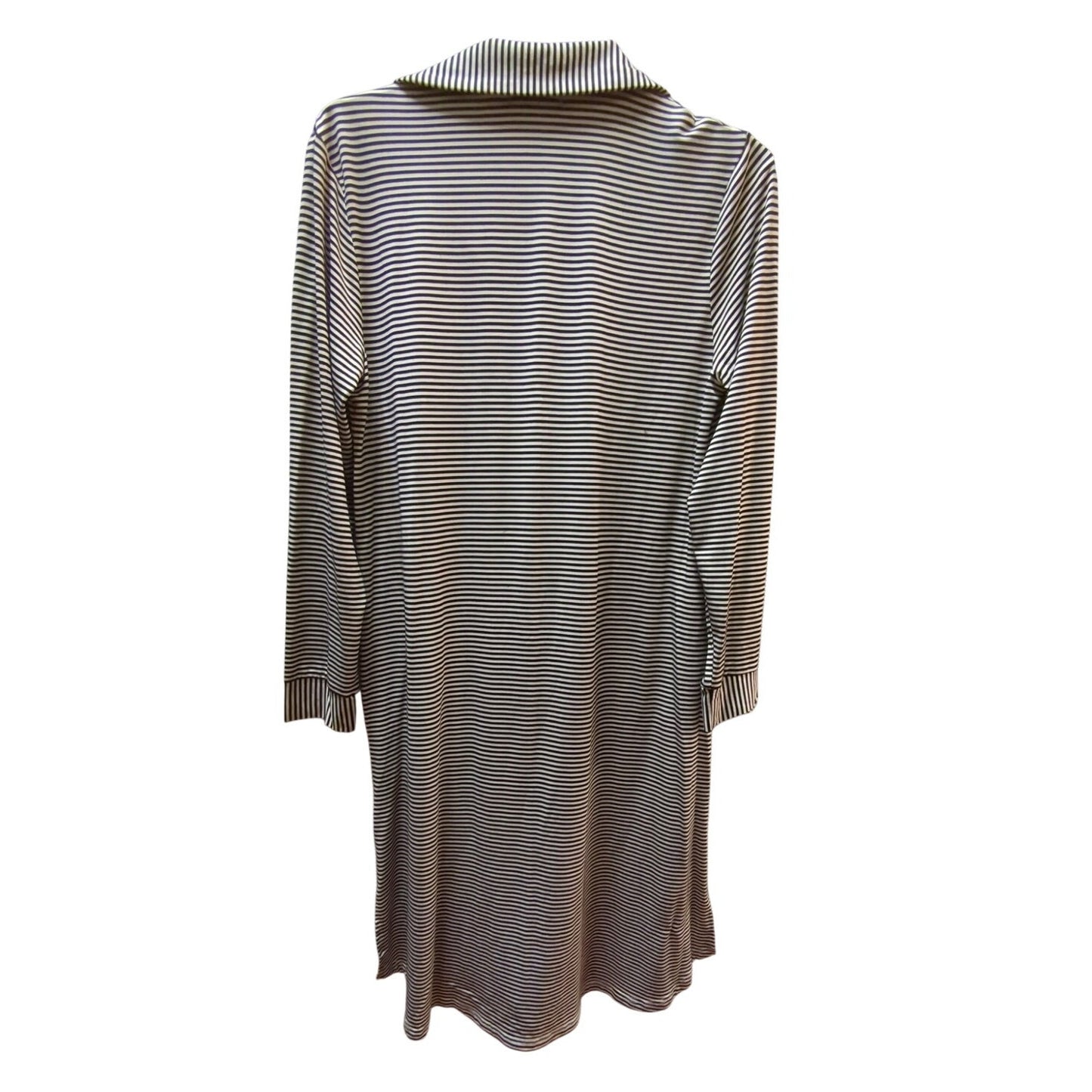 Finejo Stripe Shirt Dress Long Sleeve Collared Button Down Small collared travel