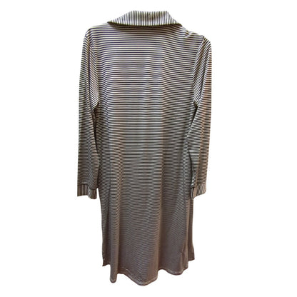 Finejo Stripe Shirt Dress Long Sleeve Collared Button Down Small collared travel