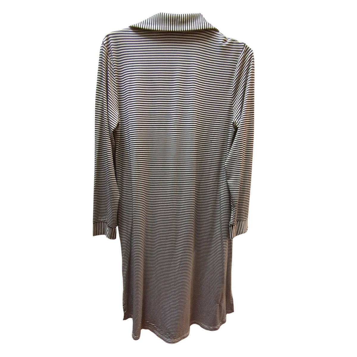 Finejo Stripe Shirt Dress Long Sleeve Collared Button Down Small collared travel