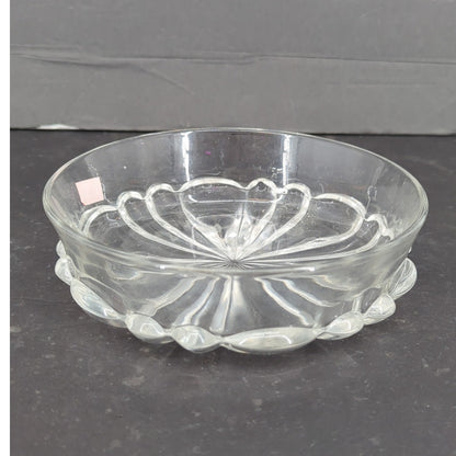 Vintage Clear Cut Glass Dish Sunburst Starburst Floral Base Bowl Trinket Dish