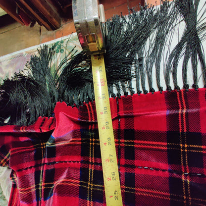 Ronni Nicole Petite Red Tartan Plaid Maxi Skirt Glass Beaded Back Slit VTG. PXL