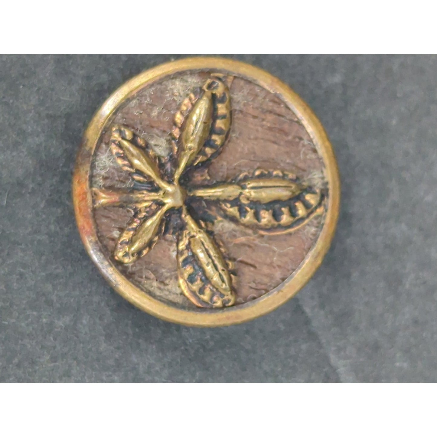 LOT E of 10 Antique Vintage Victorian Brass Mixed Materials Buttons ESTATE FIND