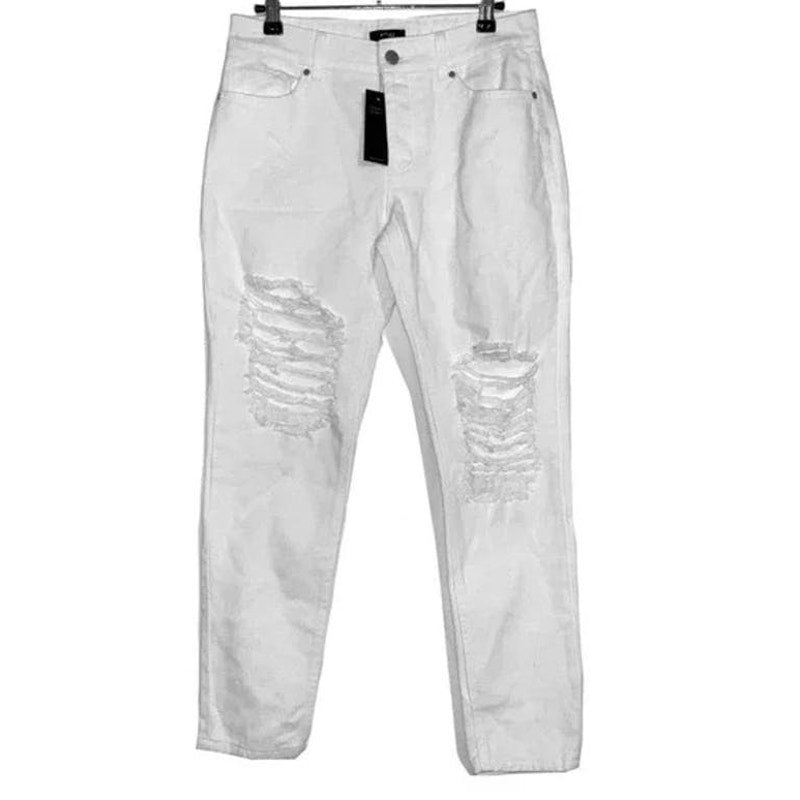 AFRM Distressed High Rise Ankle Skinny Button Fly Jeans Size 31 in White NWT