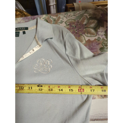 Lauren Ralph Lauren Light Green Cotton Polo Shirt Yellow Crest Size Small Preppy