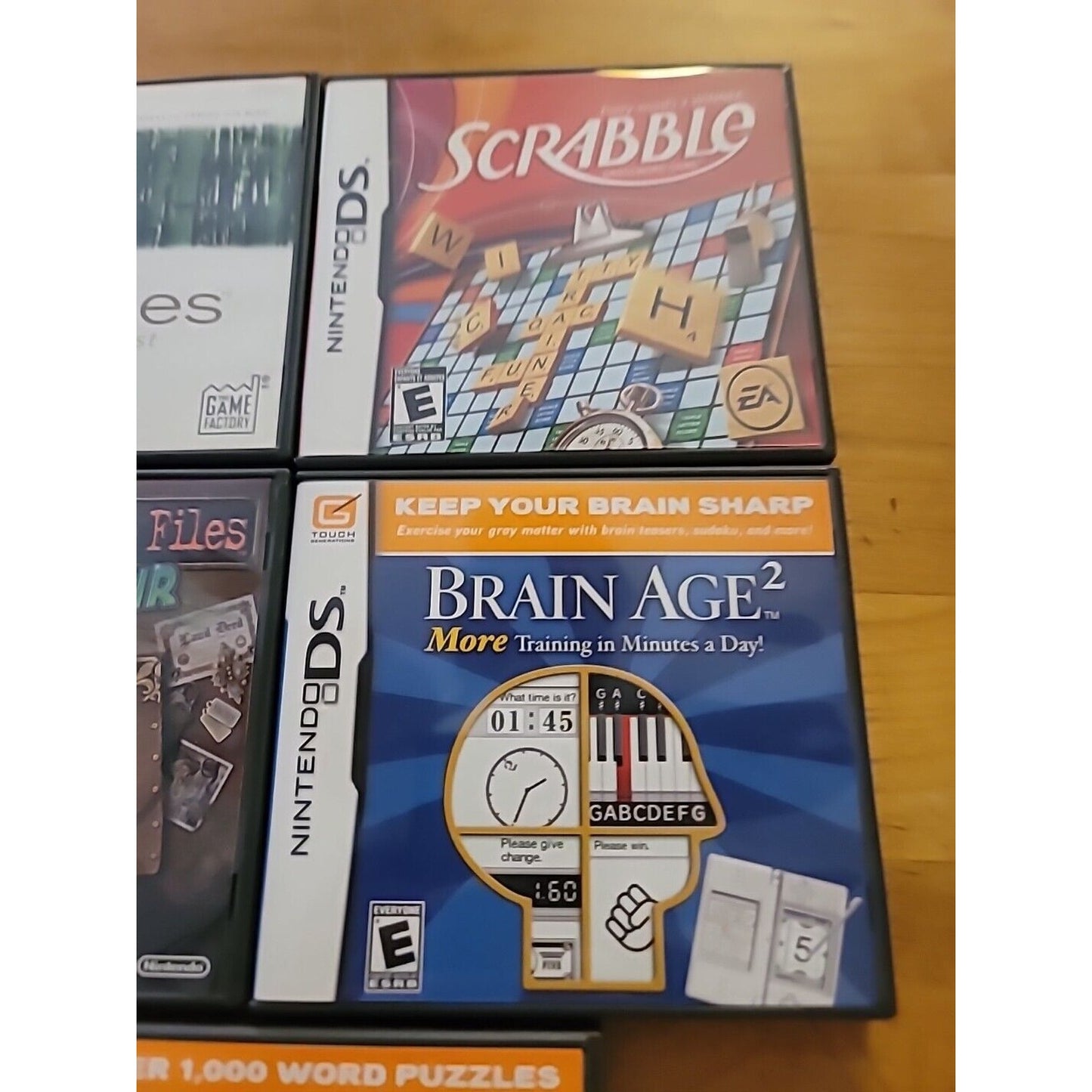 3ds Game Lot ZENSES, SCRABBLE, BRAIN AGE 2, CROSSWORDS, MYSTERY CASE MILLIONHEIR