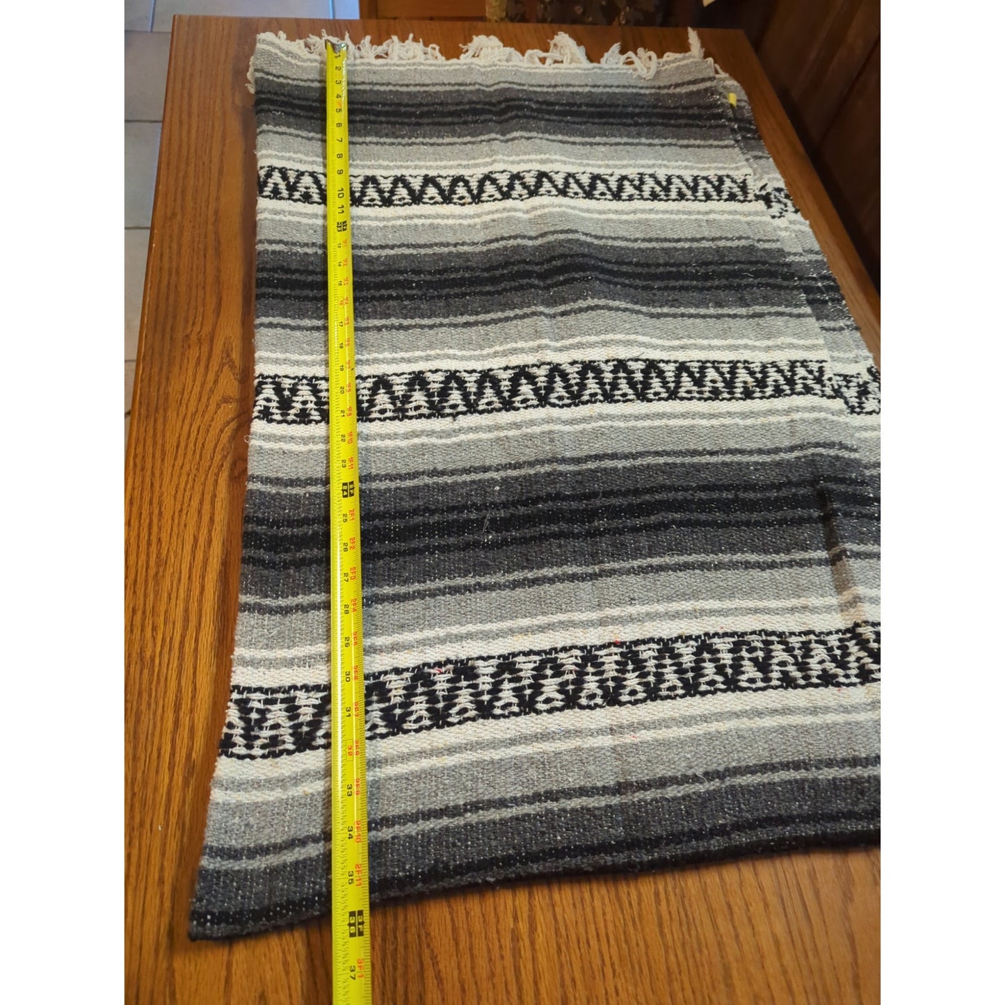 Authentic Handwoven El Paso Saddleblanket Co. Mexican Falsa Blanket Gray & Black