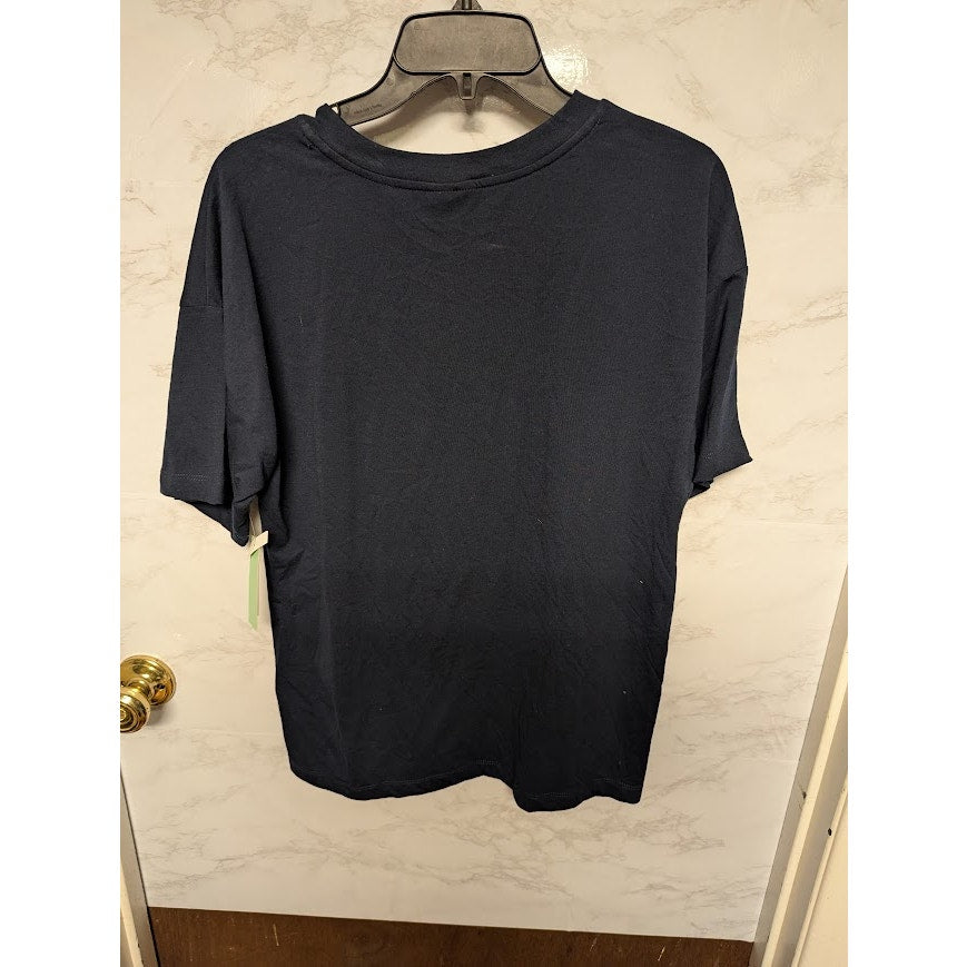 New ABOUND Open Book Club Medium Short Sleeve Navy Blue Graphic Crew T-Shirt