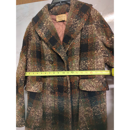 Vintage 1960s Wool Longline Coat nubby tweed texture X-Large Statement