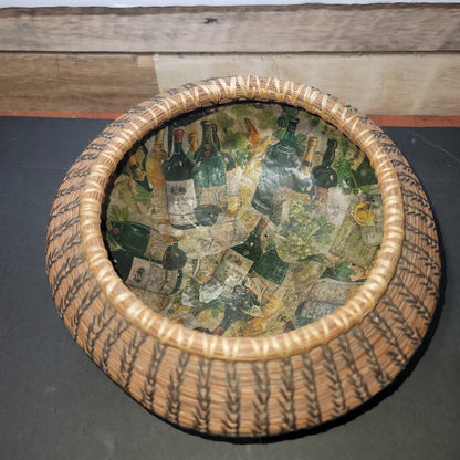 Artisan Handmade Gourd & Coiled Pine Needle Basket Bowl 6" Wide Rustic Southern