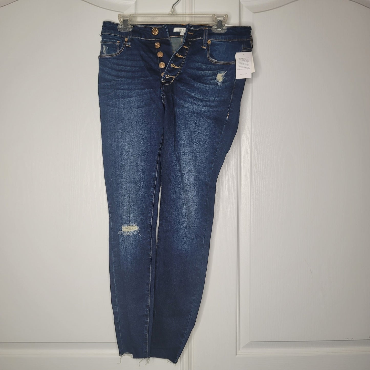 STS Blue Stretch 10" High Rise ELLIE Ankle Skinny Jeans Button & Zip Fly 27 NEW