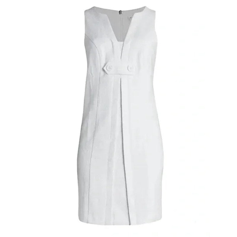 TRINA TURK Classic White Shift Mini Dress Size 2 Summer NEW Textured VNeck