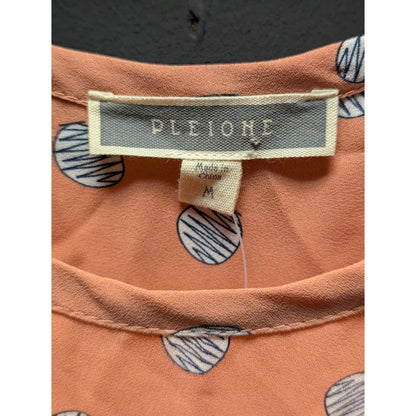 Pleione Terracotta Textured Dot Short Sleeve Blouse Size Medium NEW