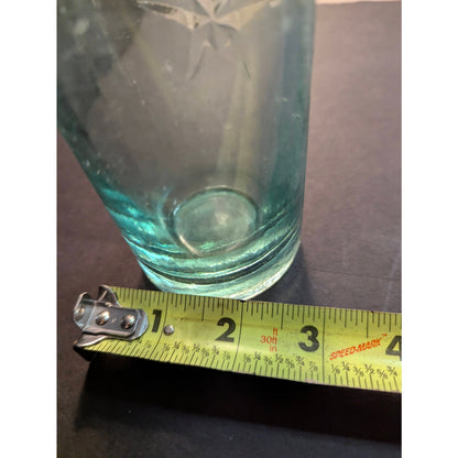 Antique Codd Neck Glass Soda Bottle Aqua Embossed Star Marble Stopper