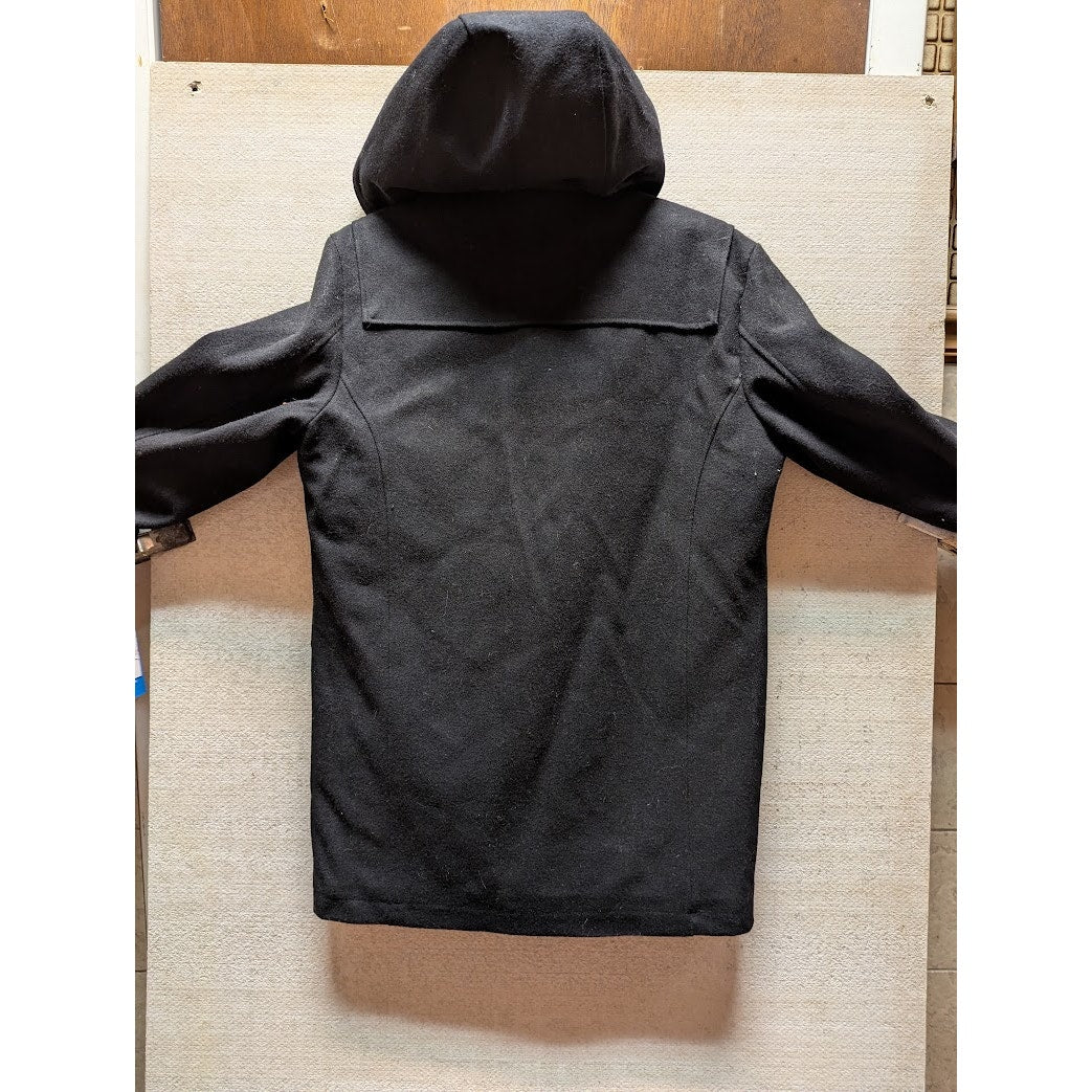 Nautica Wool-Blend Full Zip Toggle Pea Coat Hooded style #72NE SMALL Black NEW
