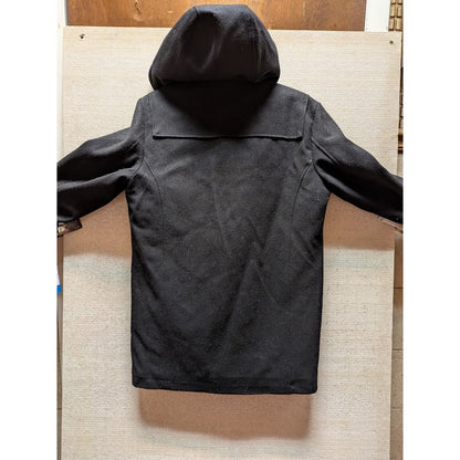Nautica Wool-Blend Full Zip Toggle Pea Coat Hooded style #72NE SMALL Black NEW