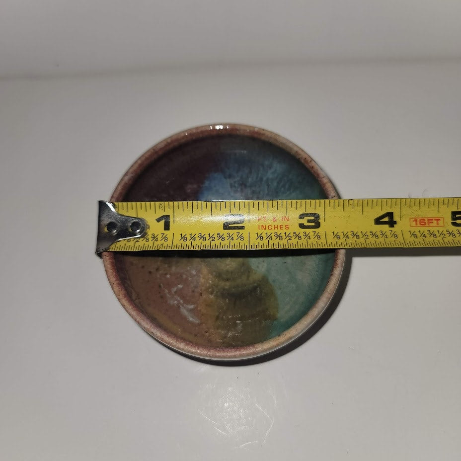 handmade Pottery mini bowl signed Dipping Sauce Condiment Small 3 1/4" Clay