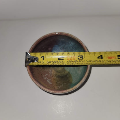 handmade Pottery mini bowl signed Dipping Sauce Condiment Small 3 1/4" Clay