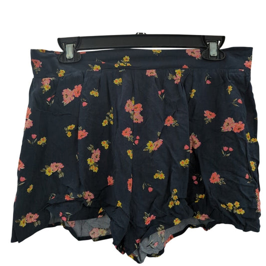 Love Fire XL Shorts Ruffle Hem Pull on Blue Floral Coquette soft girl cottage