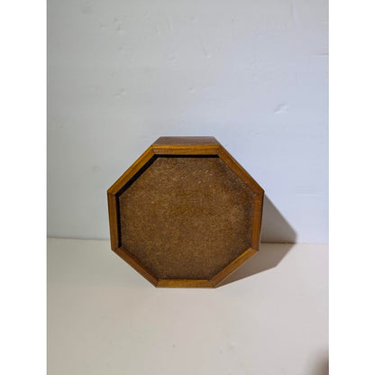 Vintage Octagonal Wooden Keepsake Box | Mid-Century Trinket Jar Vanity